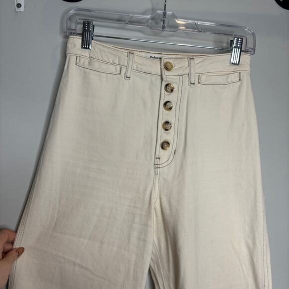 Reformation Lexi High Rise Wide Leg Jeans Ivory - Picture 4 of 12